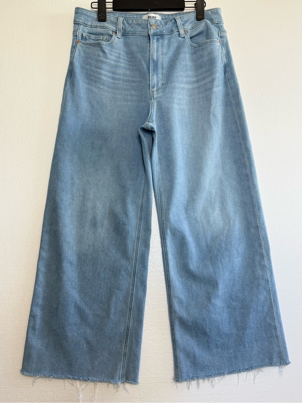 PAIGE Anessa Wide Leg High Rise Jeans Light Blue Wash Size 31